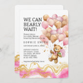 Wir können schon Abstrakt auf Rosa und Gold warten Einladung (Vorne/Hinten)