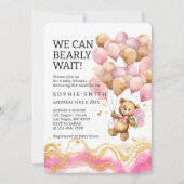 Wir können schon Abstrakt auf Rosa und Gold warten Einladung (Vorderseite)