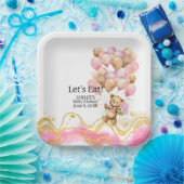 Wir können schon Abstrakt auf Rosa und Gold warten Pappteller (Party)