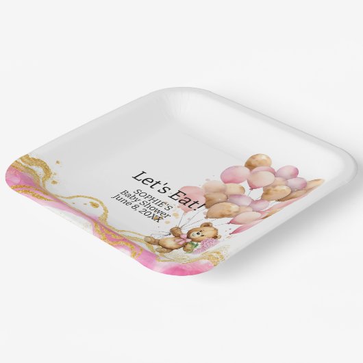 Wir können schon Abstrakt auf Rosa und Gold warten Pappteller (Gewinkelt)