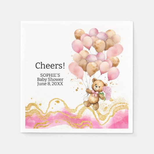 Wir können schon Abstrakt auf Rosa und Gold warten Serviette (Vorderseite)