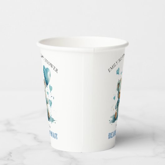 Wir können schon bald auf den blauen Teddy-Bär war Pappbecher (Rechts)