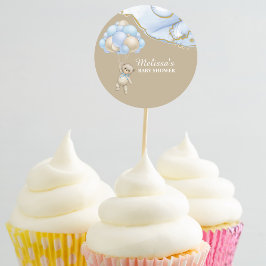 Wir können schon bald blaue Luftballon-Kuchentopfe Runder Aufkleber