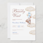 wir können schon frühzeitig die blaue Babydusche w Einladung (Vorderseite)