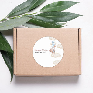 wir können schon frühzeitig die blaue Babydusche w Runder Aufkleber