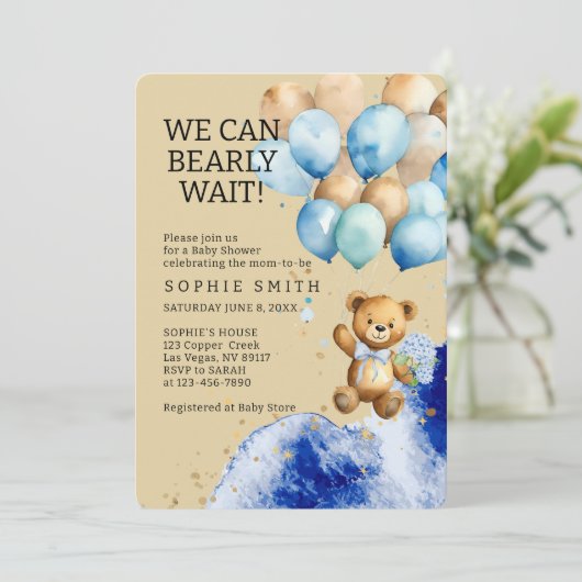 Wir können schon frühzeitig Royal Blue und Gold Ab Einladung (Stehend Vorderseite)