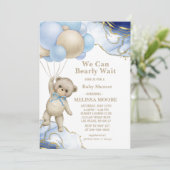 Wir können schon lange auf Champagner Gold warten Einladung (Stehend Vorderseite)