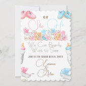 Wir können schon lange warten | Bear Theme Gender Einladung (Vorderseite)