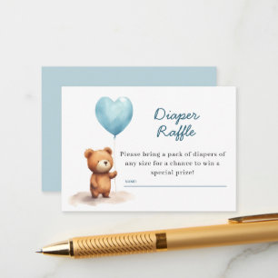 Wir können schon mal teddy Bear Blue Diaper Raffle Begleitkarte