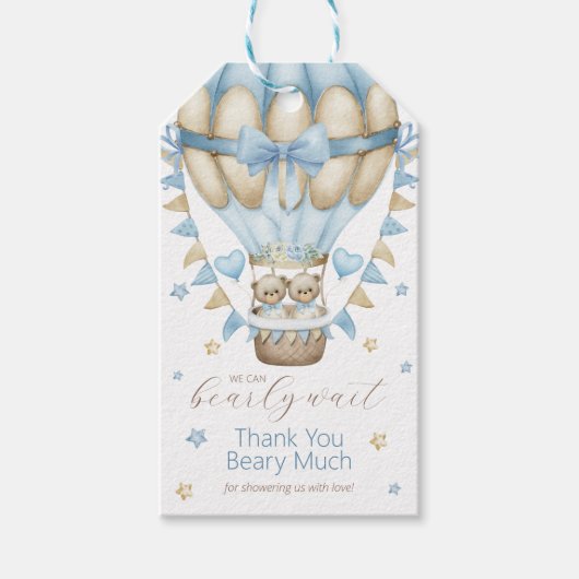 Wir können schon mal zwei Jungs abwarten Geschenkanhänger (Vorderseite)