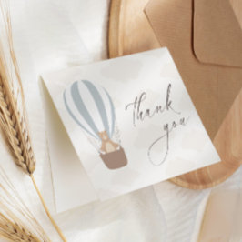 Wir können schon warten | Baby Boy Blue Balloon Du Dankeskarte