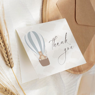 Wir können schon warten   Baby Boy Blue Balloon Du Dankeskarte