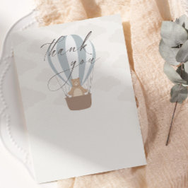 Wir können schon warten | Baby Boy Blue Balloon Du Dankeskarte