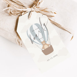 Wir können schon warten | Baby Boy Blue Balloon Du Geschenkanhänger