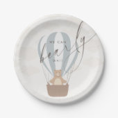 Wir können schon warten | Baby Boy Blue Balloon Du Pappteller (Vorderseite)