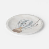 Wir können schon warten | Baby Boy Blue Balloon Du Pappteller (Schrägansicht)