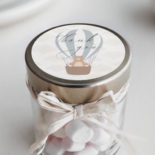 Wir können schon warten | Baby Boy Blue Balloon Du Runder Aufkleber