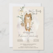 Wir können schon warten | Niedliche Boho Baby Dusc Einladung (Vorderseite)