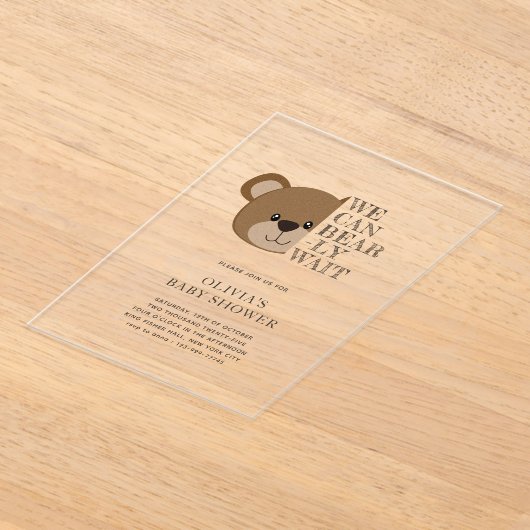 Wir können schon warten | Niedliche Teddy Bear Bab Acryleinladungen (Ablage )