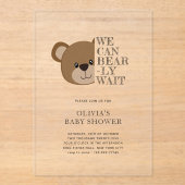 Wir können schon warten | Niedliche Teddy Bear Bab Acryleinladungen (Vorderseite)