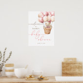 Wir können schon warten | Pink Baby Dusche Empfang Poster (Küche)