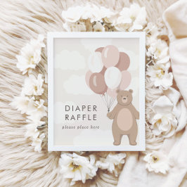 Wir können schon warten | Pink Baby Dusche Raffle  Poster