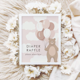 Wir können schon warten | Pink Baby Dusche Raffle  Poster