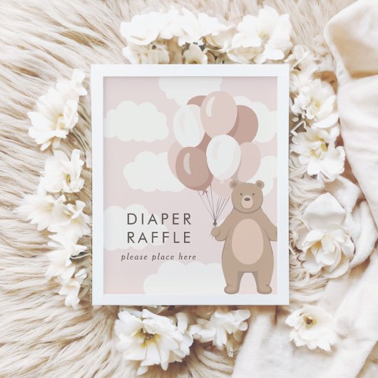 Wir können schon warten | Pink Baby Dusche Raffle  Poster