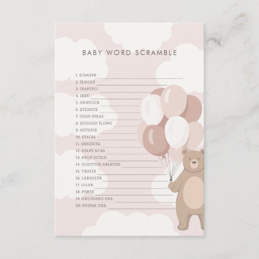 Wir können schon warten | Pink Baby Word Scramble Begleitkarte (Vorderseite)