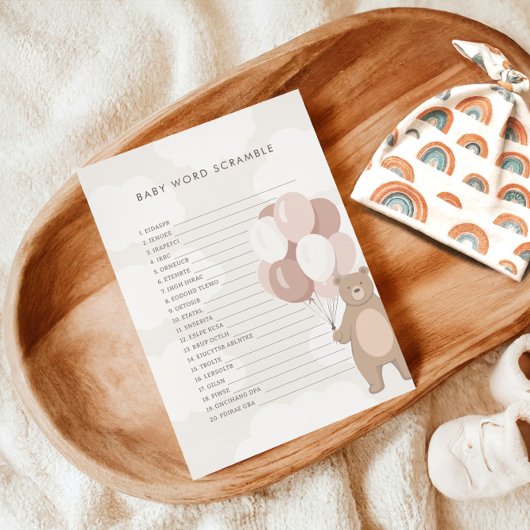 Wir können schon warten | Pink Baby Word Scramble Begleitkarte