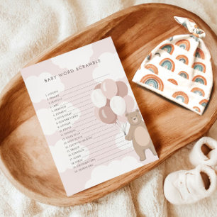 Wir können schon warten   Pink Baby Word Scramble Begleitkarte