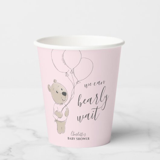 Wir können schon warten | Teddy Bear Baby Dusche Pappbecher (Vorderseite)