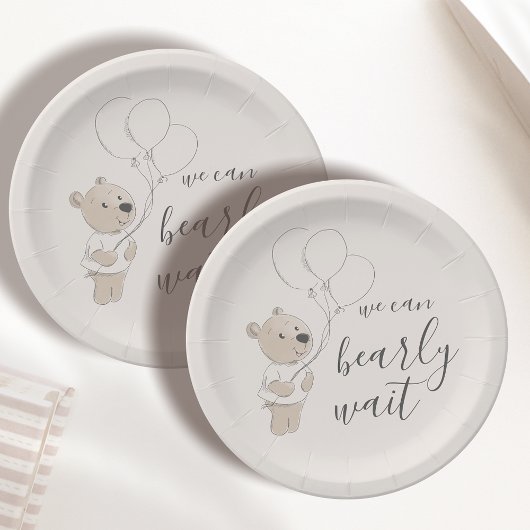 Wir können schon warten | Teddy Bear Baby Dusche Pappteller