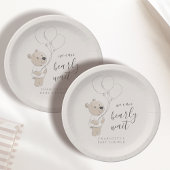 Wir können schon warten | Teddy Bear Baby Dusche Pappteller