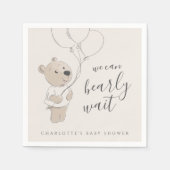 Wir können schon warten | Teddy Bear Baby Dusche Serviette (Vorderseite)