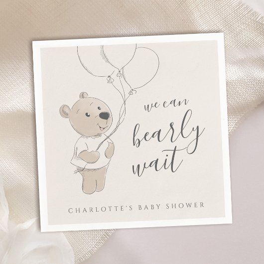 Wir können schon warten | Teddy Bear Baby Dusche Serviette