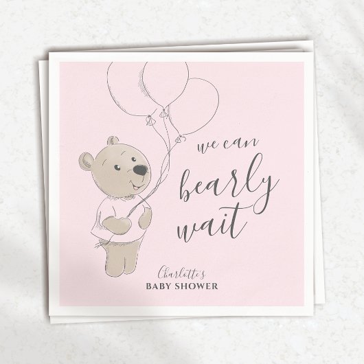 Wir können schon warten | Teddy Bear Baby Dusche Serviette