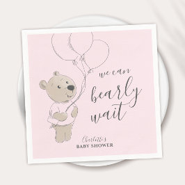 Wir können schon warten | Teddy Bear Baby Dusche Serviette