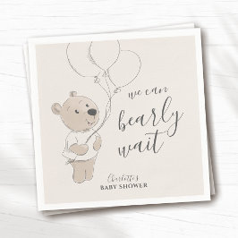 Wir können schon warten | Teddy Bear Baby Dusche Serviette
