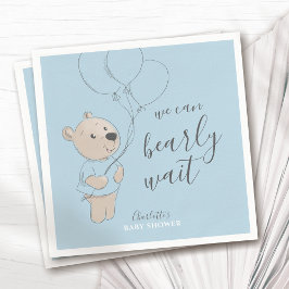 Wir können schon warten | Teddy Bear Baby Dusche Serviette
