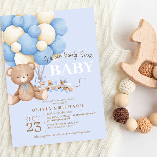 Wir können Teddy Baby Shower Boy Themes frühzeitig Einladung
