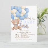 Wir können Teddy Baby Shower Boy Themes frühzeitig Einladung (Stehend Vorderseite)