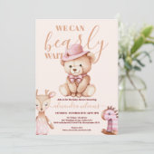 Wir können Teddy Bear Baby Dusche frühzeitig abwar Einladung (Stehend Vorderseite)