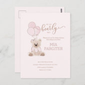 Wir können Teddy Bear Pink Budget Baby Dusche Postkarte (Vorne/Hinten)