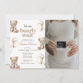 Wir können Teddybär-Babyshower-Foto kaum erwarten Einladung (Vorderseite)