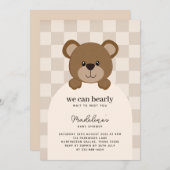 Wir können warten | Babydusche mit niedlicher Bäre Einladung (Vorne/Hinten)