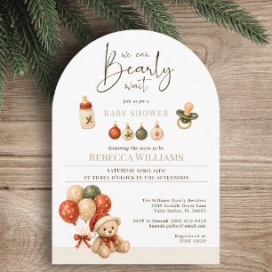 Wir können Weihnachten kaum erwarten Bär Baby-Part Einladung