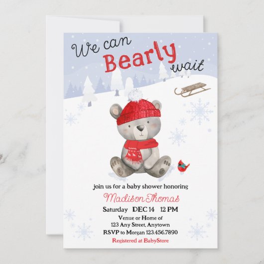 Wir können wohl kaum eine Babydusche abwarten Einladung (Vorderseite)