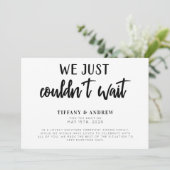 Wir konnten einfach nicht auf Hochzeit warten Ankündigung (Stehend Vorderseite)