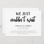 Wir konnten einfach nicht auf Hochzeit warten Ankündigung (Vorne/Hinten)